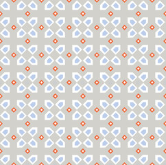 Abstract geometric flourish seamless white pattern. Arabesque tile texture in light decor style