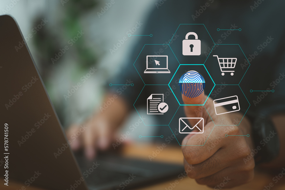 Poster Fingerprint login for access control to mobiles, computers, and private data.
