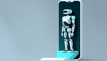 Artificial Intelligence chat bot assistant minimalist flat design illustration 