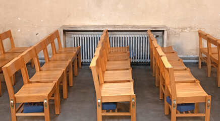 Old iron radiator in historic church