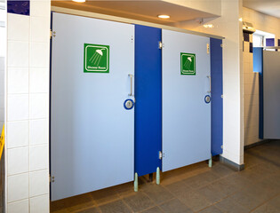 Public showers with two doors