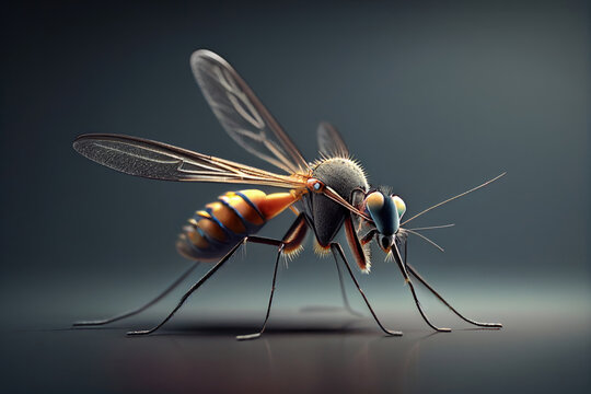 Mosquito macro portrait - generative AI