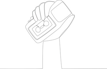 A simple tape recorder for press. World press day one line drawing