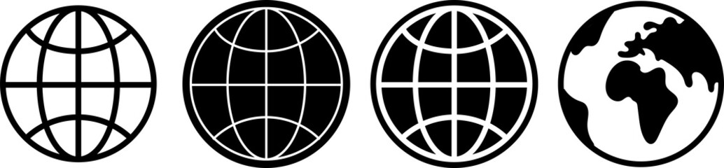 World icon. Simple set of globe outline icons. PNG image	
 - obrazy, fototapety, plakaty