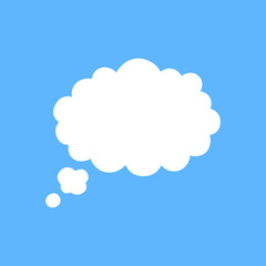 White speech bubbles vector element on blue background, Text balloon, Vector icon.