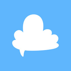 White speech bubbles vector element on blue background, Text balloon, Vector icon.