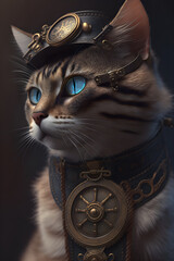 navigator capitain cat with a steampunk hat