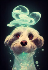 portrait of a water magic dog