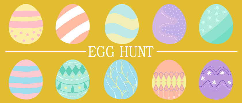Easter eggs hunt pastel color decoration design vector collection