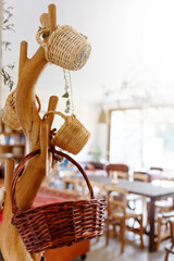 Wicker baskets made of natural material as part of home interior