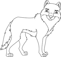 Wolf coloring page cartoon illustration