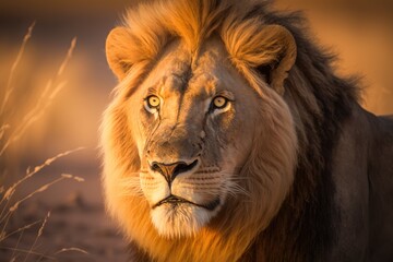 Obraz premium Portrait Illustration of a Lion - Created with generative ai