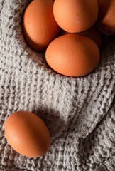 Eggs on a gray towel