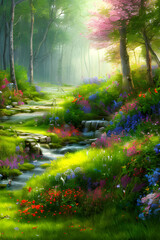 Beautiful Fantasy Spring Colorful Nature Scenery