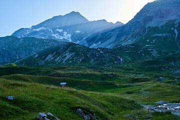 Alpine meadows and alpine pastures in the Swiss Alps
