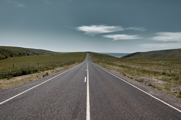 Country road in New Zealand, South Island, Tongariro National Park