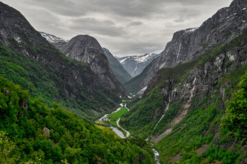 Fototapeta na wymiar Beautiful view of the Aurlandsfjord in Norway.