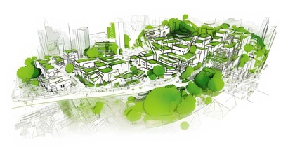 City dedicated to sustainable engineering and environmental responsibility. Generative AI - obrazy, fototapety, plakaty