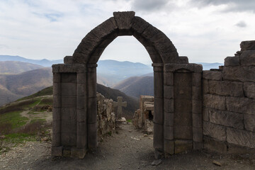 Storm Gate fortress in Gelendzhik. A man-made landmark on the southeastern slope of Mount Abin of the Kotsekhur ridge. Gelendzhik, Krasnodar Territory, Russia. 24.04.21