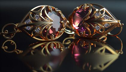 Elegant Pink Diamond Earrings-ai generative