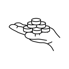 growth coin hand line icon vector illustration