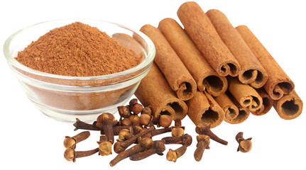 Some aromatic cinnamon with cloves and ground spice