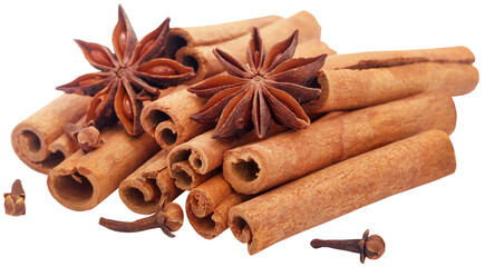 Some aromatic cinnamon with star anise and cloves - 578748703