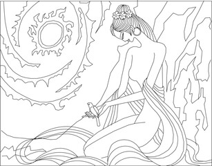 sketch vector illustration of abstract girl painting