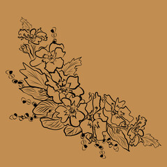 spring corner composition of spring flowers retro primrose pattern