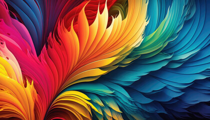 Color Explosion Pattern. Psychedelic Paper Waves. Abstract Rainbow Background. Generative AI