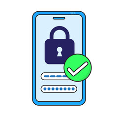 password verification. User authorization. Smartphone with a login screen. vector illustration.