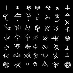 futuristic language writing and symbols