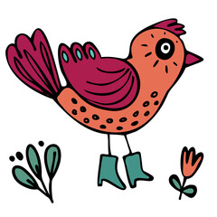 vector illustration spring color bird on the white background 3