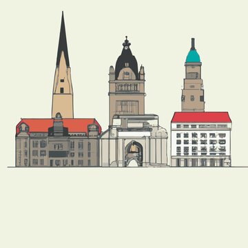 Vector Icon Of Leipzig Skyline Illustration