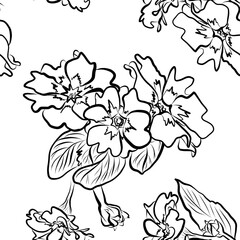 Vector spring flowers collection of seamless pattern drawing 55
