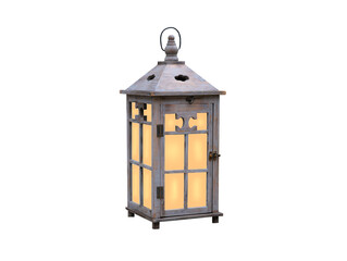 wooden flashlight for a candle is isolated on a white background