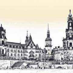 Fototapeta na wymiar Sketched Dresden, Germany Illustration
