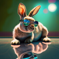 A Stylish and Adorable Rabbit Enjoying the Sun. Generative AI.