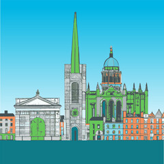 Obraz premium Dublin, Ireland A Skyline Illustration