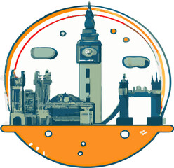 London Great Skyline Big Ben Illustration