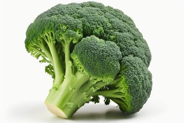 Broccoli, raw and fresh, against a white background. Generative AI