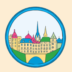 Obraz premium Luxembourg City Colourful Skyline Illustration
