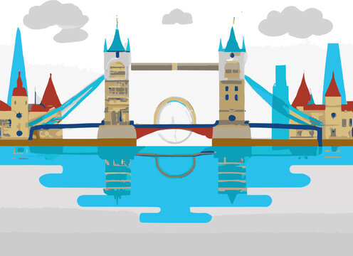 London Skyline With Tower Bridge Illustration