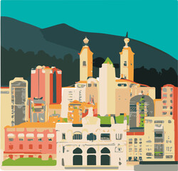 Monaco City Skyline Illustration