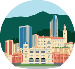 Obraz premium Monaco City Travel Illustration