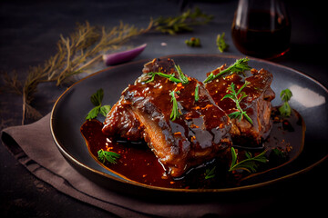 Pork ribs with barbecue sauce 02