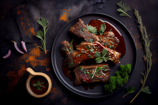 Pork ribs with barbecue sauce 01