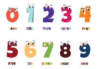 Free vector cartoon number collection with cute characters