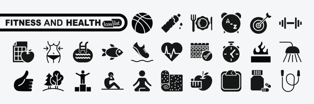 Health  and fitness - web icon set. vector illustration.  
