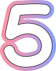 cute gradient pink and blue hand drawn number